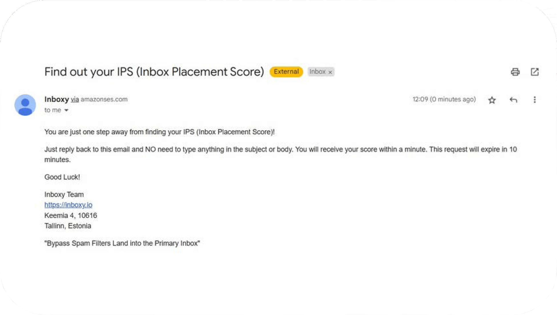 Step 2: You'll get an email from inboxy in your inbox